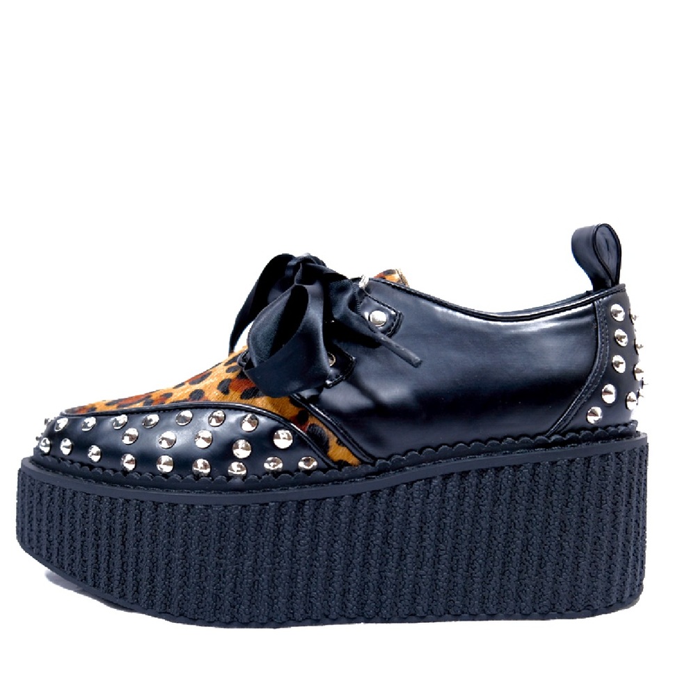 Dolls Kill Black and Leopard Platform Shoes